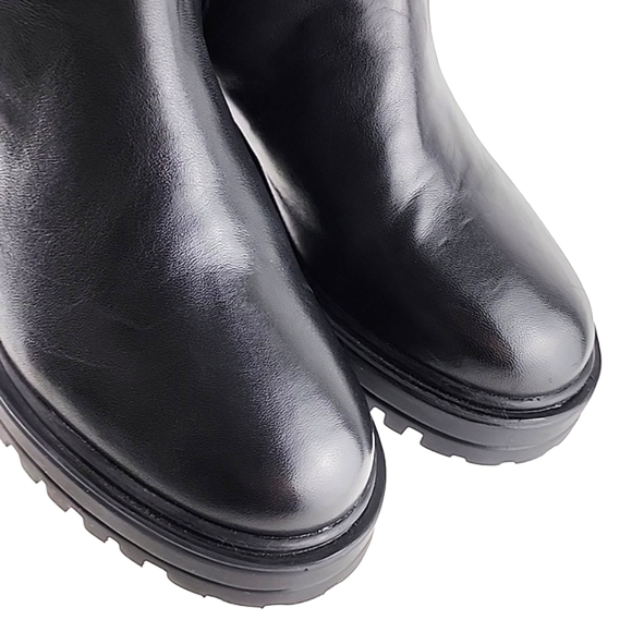 ALLONSI Women's Black Leather Pull On Ankle Boots Chunky Platform Lug Soles Sz 6 - Picture 8 of 14